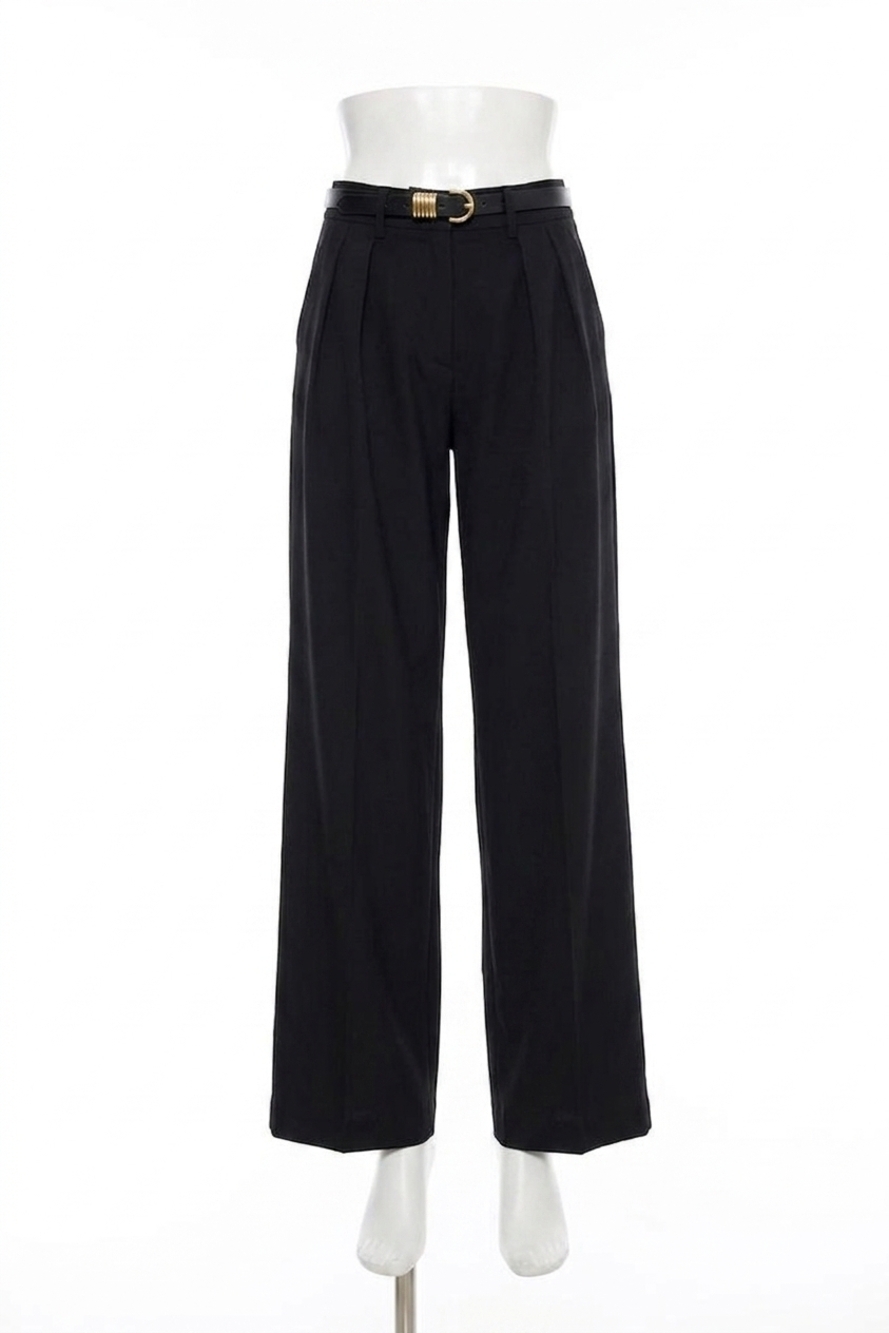 NEW GOOD AMERICAN essential suiting good 90s pleated trouser pant in black